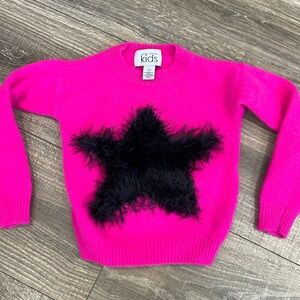Autumn Cashmere Kids Hot Pink Sweater with Furry Black Star size 4/5